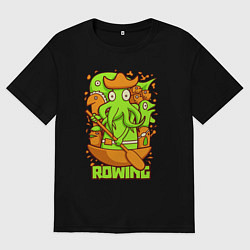 Футболка оверсайз мужская Осьминог-пират с веслом, цвет: черный