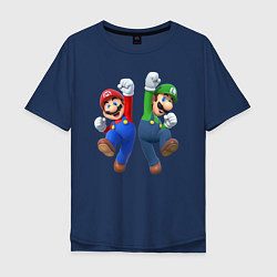 Футболка оверсайз мужская Марио и Луиджи, цвет: тёмно-синий