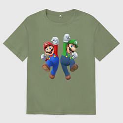 Футболка оверсайз мужская Марио и Луиджи, цвет: авокадо