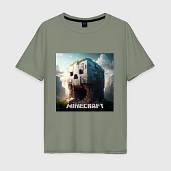 Мужская футболка оверсайз Жуткая пещера Minecraft