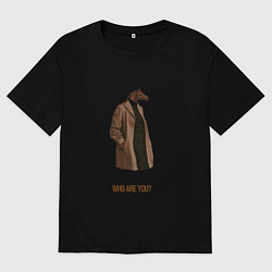 Футболка оверсайз мужская Конь в пальто, цвет: черный