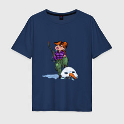 Мужская футболка оверсайз Убийца Снеговиков - девушка с огнемётом