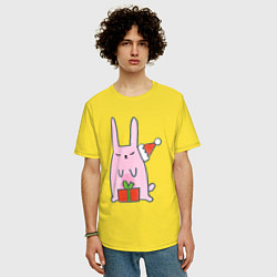 Футболка оверсайз мужская Розовый зайчик, цвет: желтый — фото 2