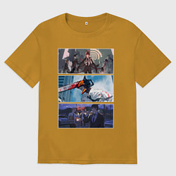 Мужская футболка оверсайз Чел-бензопила аниме