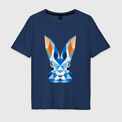 Мужская футболка оверсайз Абстрактный синий кролик