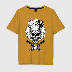 Футболка оверсайз мужская The cooks skull, цвет: горчичный