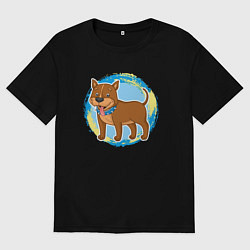 Мужская футболка оверсайз Мультяшный милый бультерьер собака