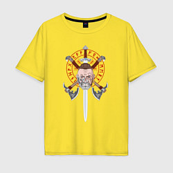 Футболка оверсайз мужская Голова викинга с мечом, цвет: желтый