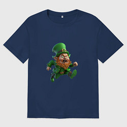 Футболка оверсайз мужская Зеленый Лепрекон, цвет: тёмно-синий