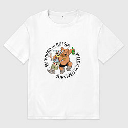 Мужская футболка оверсайз Выживший в России