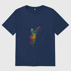 Мужская футболка оверсайз Птичка колибри