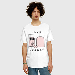 Футболка оверсайз мужская Ketnipz - love urself, цвет: белый — фото 2