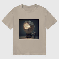 Футболка оверсайз мужская Запертый свет, цвет: миндальный