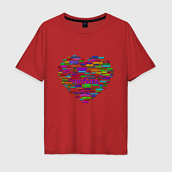 Мужская футболка оверсайз Валентинка - сердце: любовь на разных языках