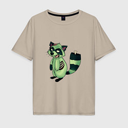 Мужская футболка оверсайз Зеленый енот зомбак