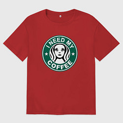 Футболка оверсайз мужская I need my cofee, цвет: красный