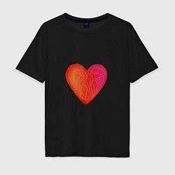 Мужская футболка оверсайз Красное Сердце любовь