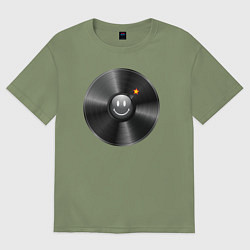Мужская футболка оверсайз Виниловая пластинка с бомбочкой