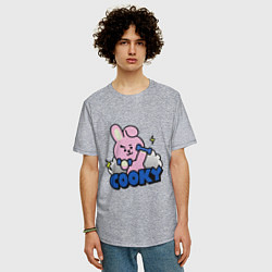 Футболка оверсайз мужская Cooky BT21 Jungkook, цвет: меланж — фото 2