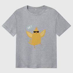 Футболка оверсайз мужская Забавный цыпленок, цвет: меланж