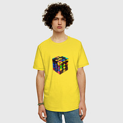 Футболка оверсайз мужская Кубик-рубик, цвет: желтый — фото 2