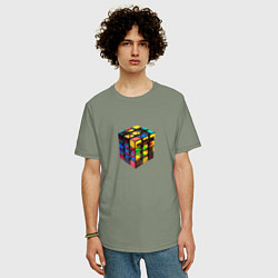 Футболка оверсайз мужская Кубик-рубик, цвет: авокадо — фото 2