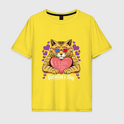 Футболка оверсайз мужская Влюбленный котик, цвет: желтый