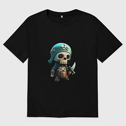 Мужская футболка оверсайз Воин скелетон