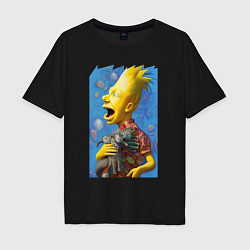 Мужская футболка оверсайз Bart Simpson and cats - нейросеть