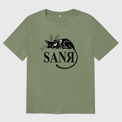 Футболка оверсайз мужская Саня и кот, цвет: авокадо