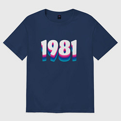 Футболка оверсайз мужская Made in 1981 vintage art, цвет: тёмно-синий