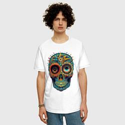 Футболка оверсайз мужская Mexican skull, цвет: белый — фото 2