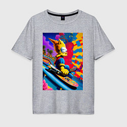 Мужская футболка оверсайз Барт Симпсон скейтбордист - нейросеть