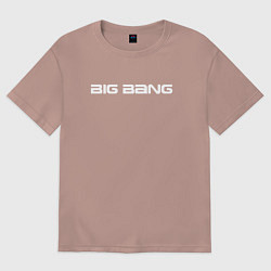 Футболка оверсайз мужская Big bang белый логотип, цвет: пыльно-розовый