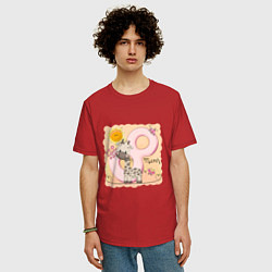 Футболка оверсайз мужская 8 марта Жирафик, цвет: красный — фото 2