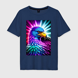 Футболка оверсайз мужская Neon eagle - neural network, цвет: тёмно-синий