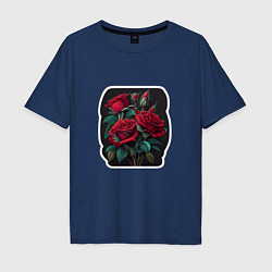 Мужская футболка оверсайз Букет и красные розы