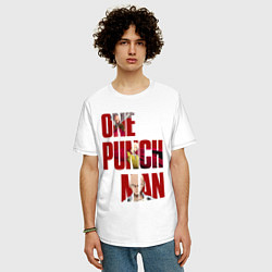 Футболка оверсайз мужская Ванпанчмен Сайтама, цвет: белый — фото 2