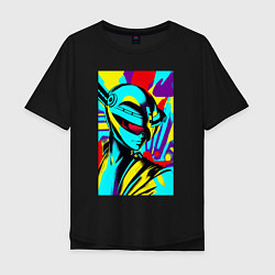 Мужская футболка оверсайз Alien - neural network - pop art