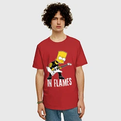Футболка оверсайз мужская In Flames Барт Симпсон рокер, цвет: красный — фото 2
