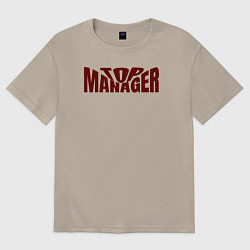 Футболка оверсайз мужская Top manager искаженная надпись, цвет: миндальный