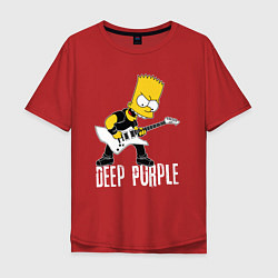 Футболка оверсайз мужская Deep Purple Барт Симпсон рокер, цвет: красный