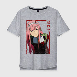 Мужская футболка оверсайз Zero Two anime girl