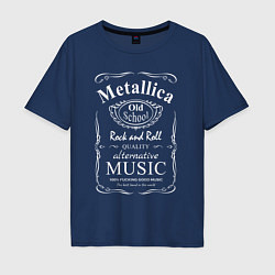 Футболка оверсайз мужская Metallica в стиле Jack Daniels, цвет: тёмно-синий