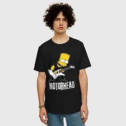 Футболка оверсайз мужская Motorhead Барт Симпсон рокер, цвет: черный — фото 2