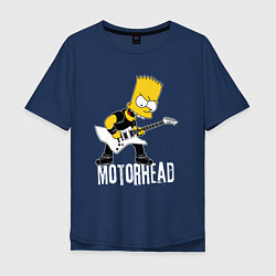 Футболка оверсайз мужская Motorhead Барт Симпсон рокер, цвет: тёмно-синий