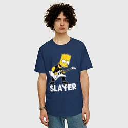 Футболка оверсайз мужская Slayer Барт Симпсон рокер, цвет: тёмно-синий — фото 2