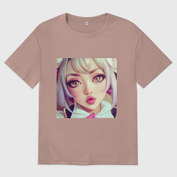 Футболка оверсайз мужская Портрет Ноэлль, цвет: пыльно-розовый