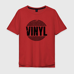 Мужская футболка оверсайз Vinyl надпись с пластинкой