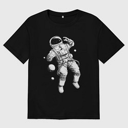Футболка оверсайз мужская Космонавт в открытом космосе, цвет: черный